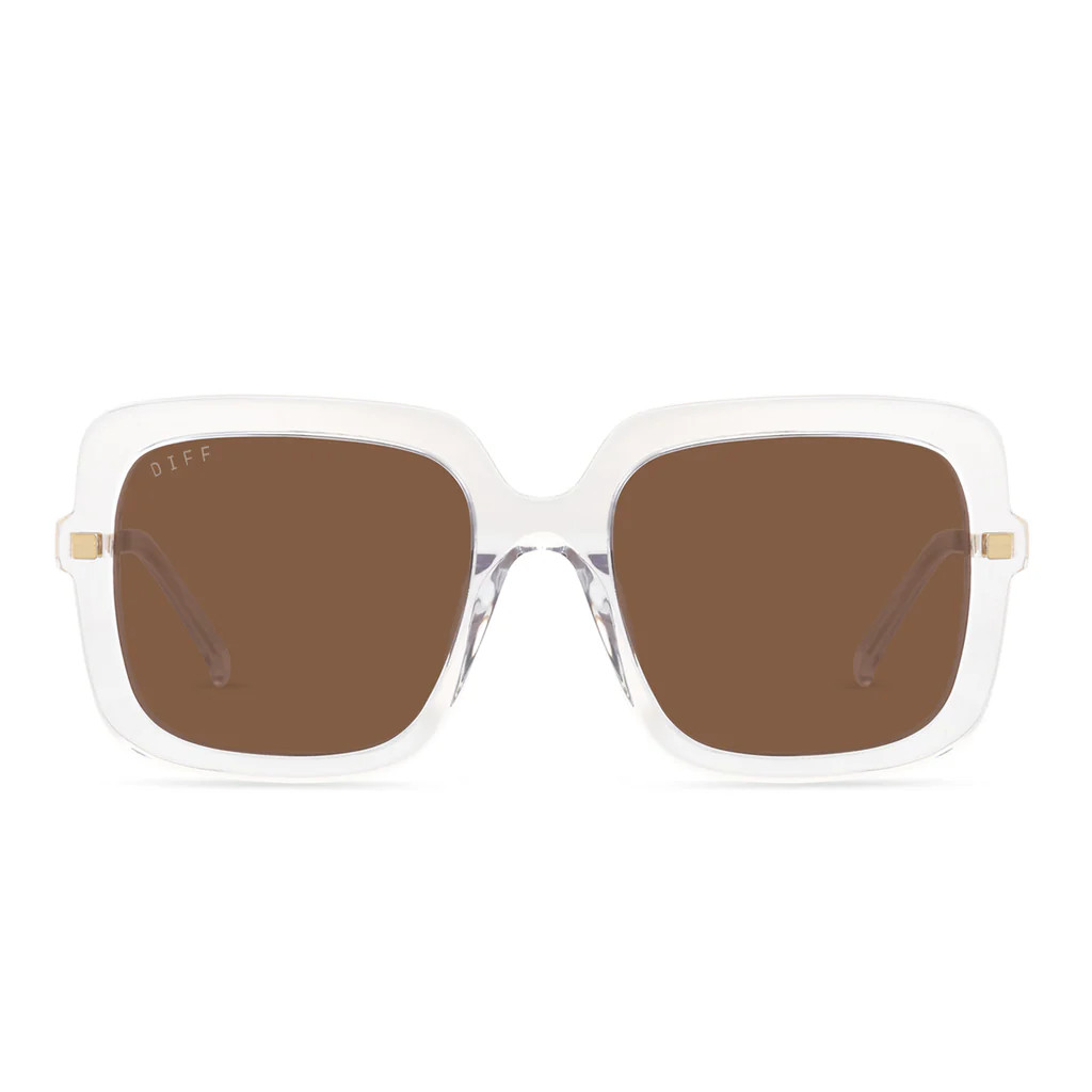 SANDRA - CLEAR CRYSTAL + BROWN SUNGLASSES | DIFF Eyewear