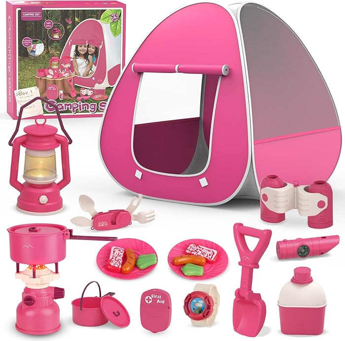 Kids Camping Set with Tent - Pop Up Tent, Kids Play Tents Outdoor Toys Camping Tools Set Gift for... | Amazon (US)