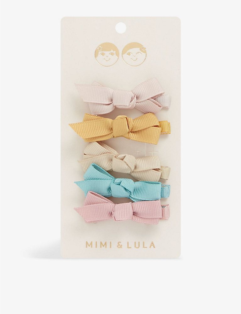 MIMI & LULA Butterscotch mini bow hair clips pack of five | Selfridges