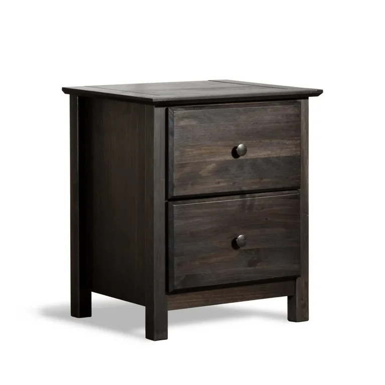 Grain Wood Furniture Shaker 2-Drawer Bedside Nightstand, Solid Wood with Expresso Finish - Walmar... | Walmart (US)
