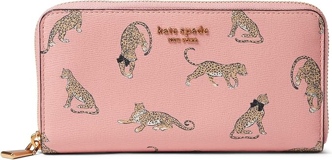 Kate Spade New York Morgan Leopard Printed Saffiano Leather Zip Around Continental Wallet Dancer ... | Amazon (US)