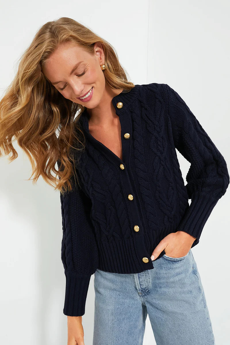 Navy Cotton Colette Cardigan | Tuckernuck (US)