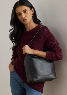 Lauren Ralph Lauren Leather Large Tasha Bucket Bag, Black | Belk
