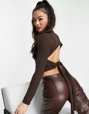 I Saw It First openback knitted jumper in chocolate | ASOS (Global)