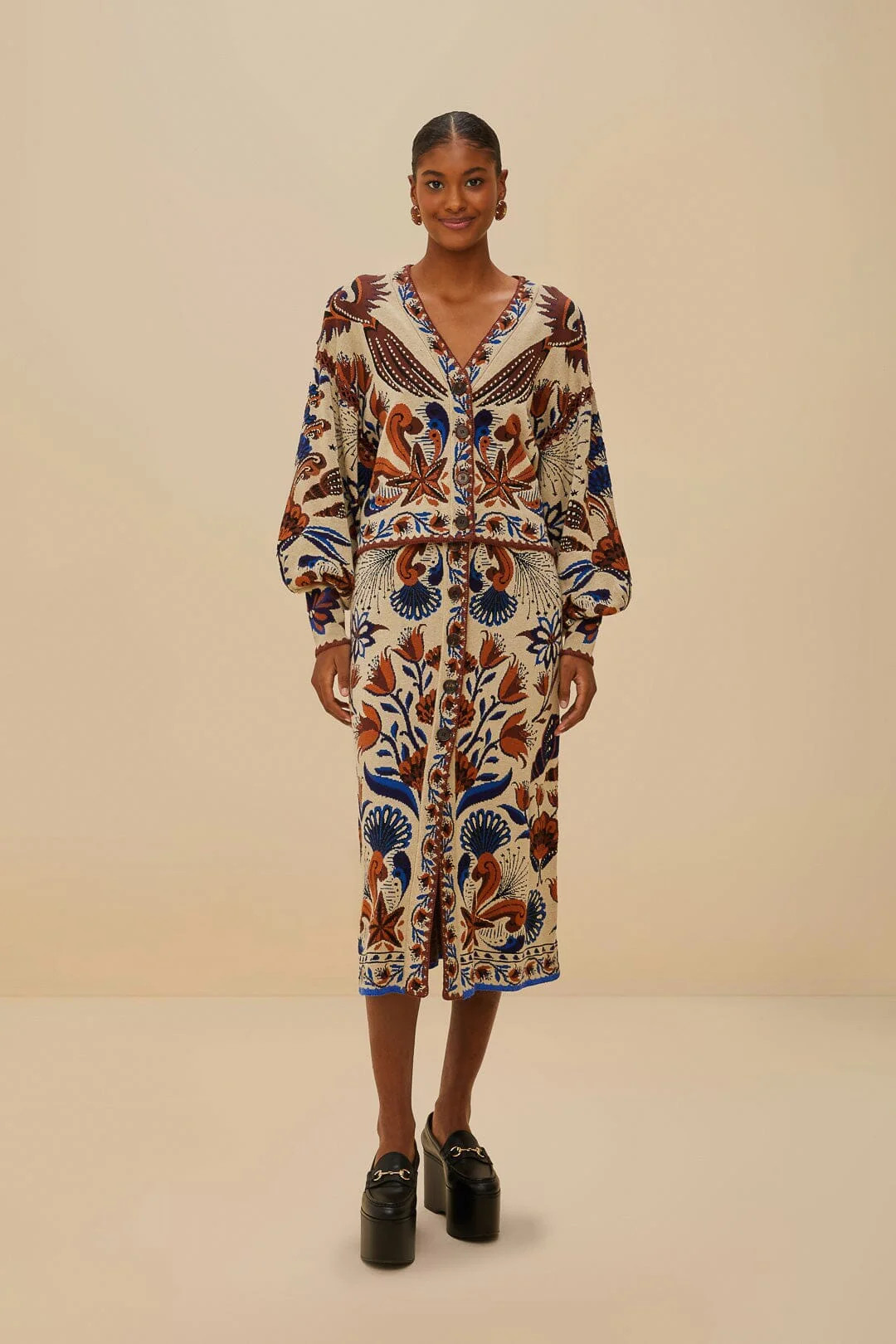 Sand Nature Land Knit Cardigan | FarmRio (US)