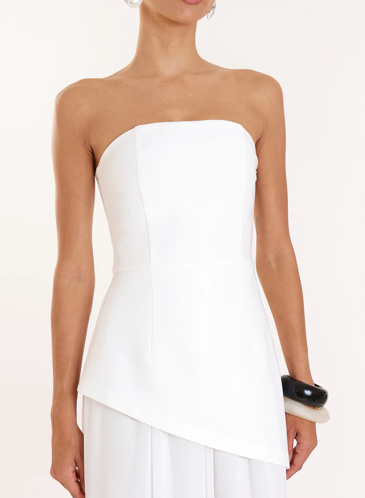 Women's White Bandeau Asymmentric Detail Maxi Dress | Kathryn | 4th & Reckless | 4th & Reckless