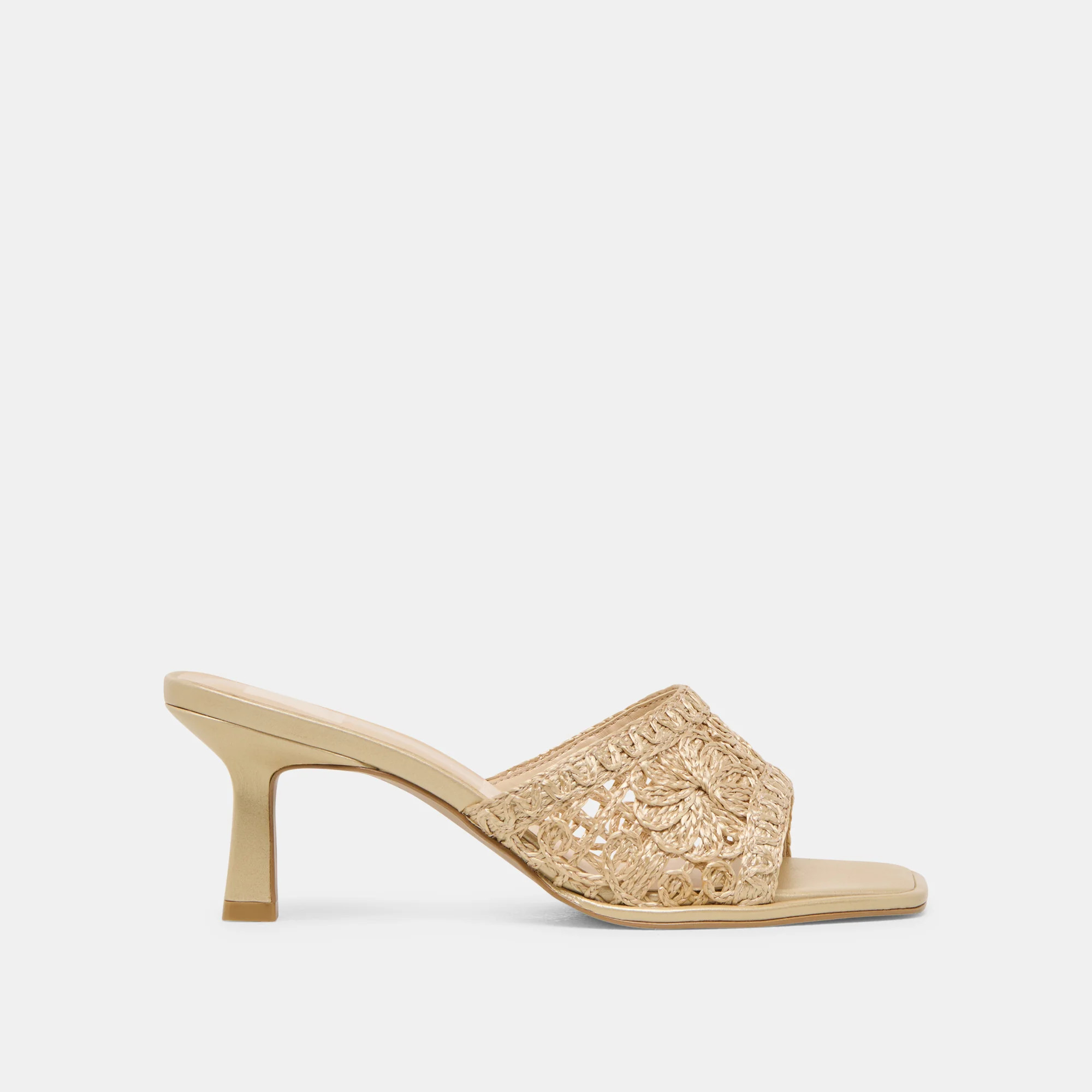 MAYLAH HEELS LIGHT GOLD MACRAME | DolceVita.com