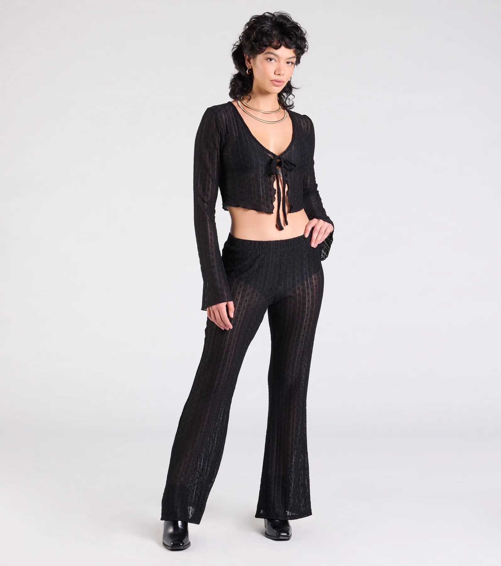 Bohemian Chic Sheer Lace Flare Pants | Windsor Stores