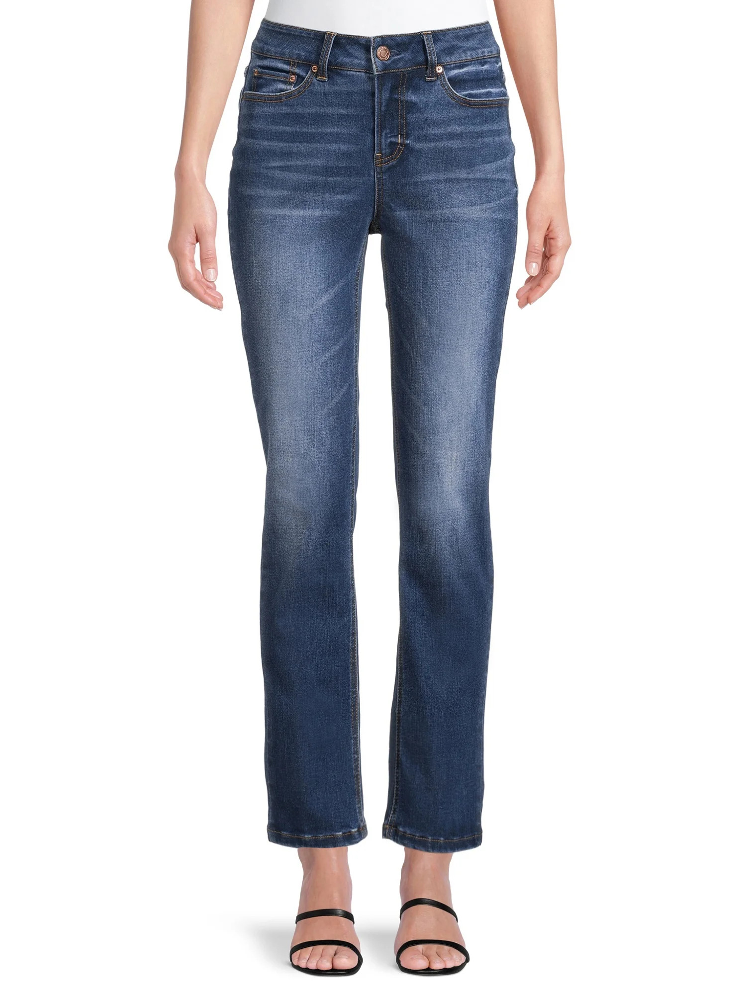 Time and Tru Women’s Mid Rise Straight Jean - Walmart.com | Walmart (US)