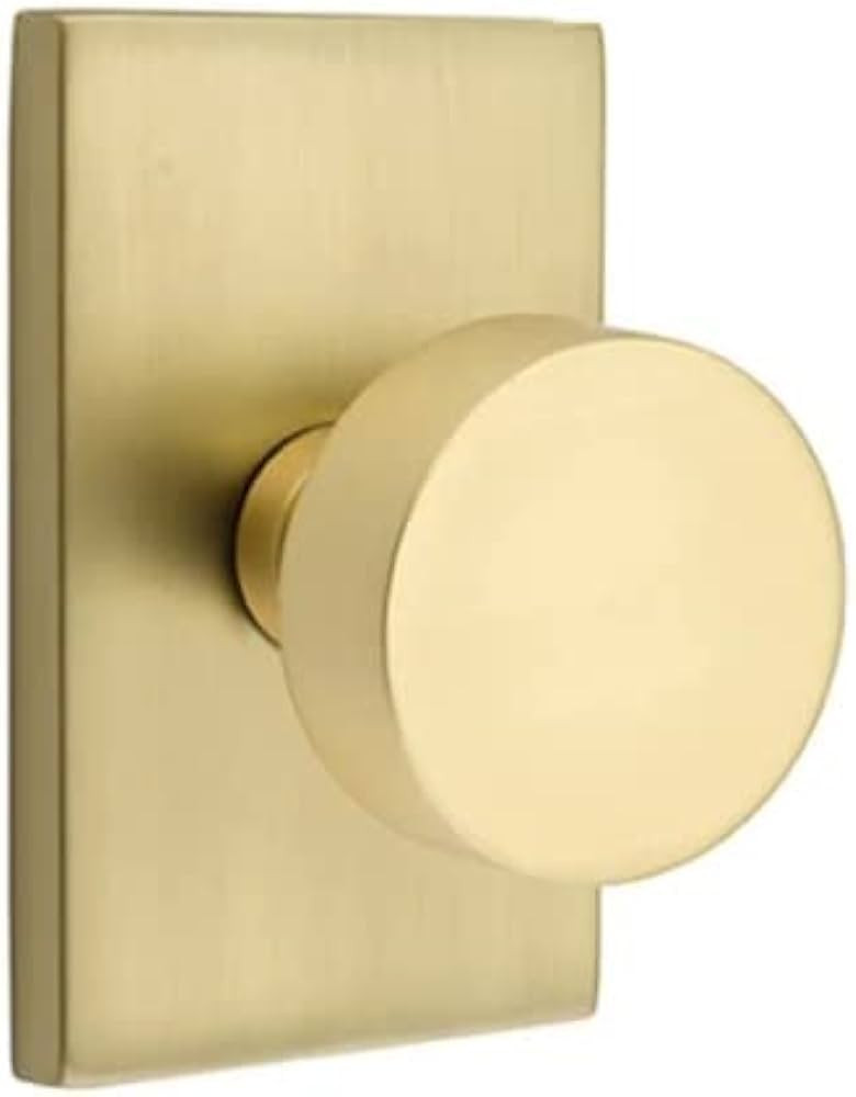 Privacy Set, Modern Rectangle Rosette, Modern Round Knob, Satin Brass | Amazon (US)