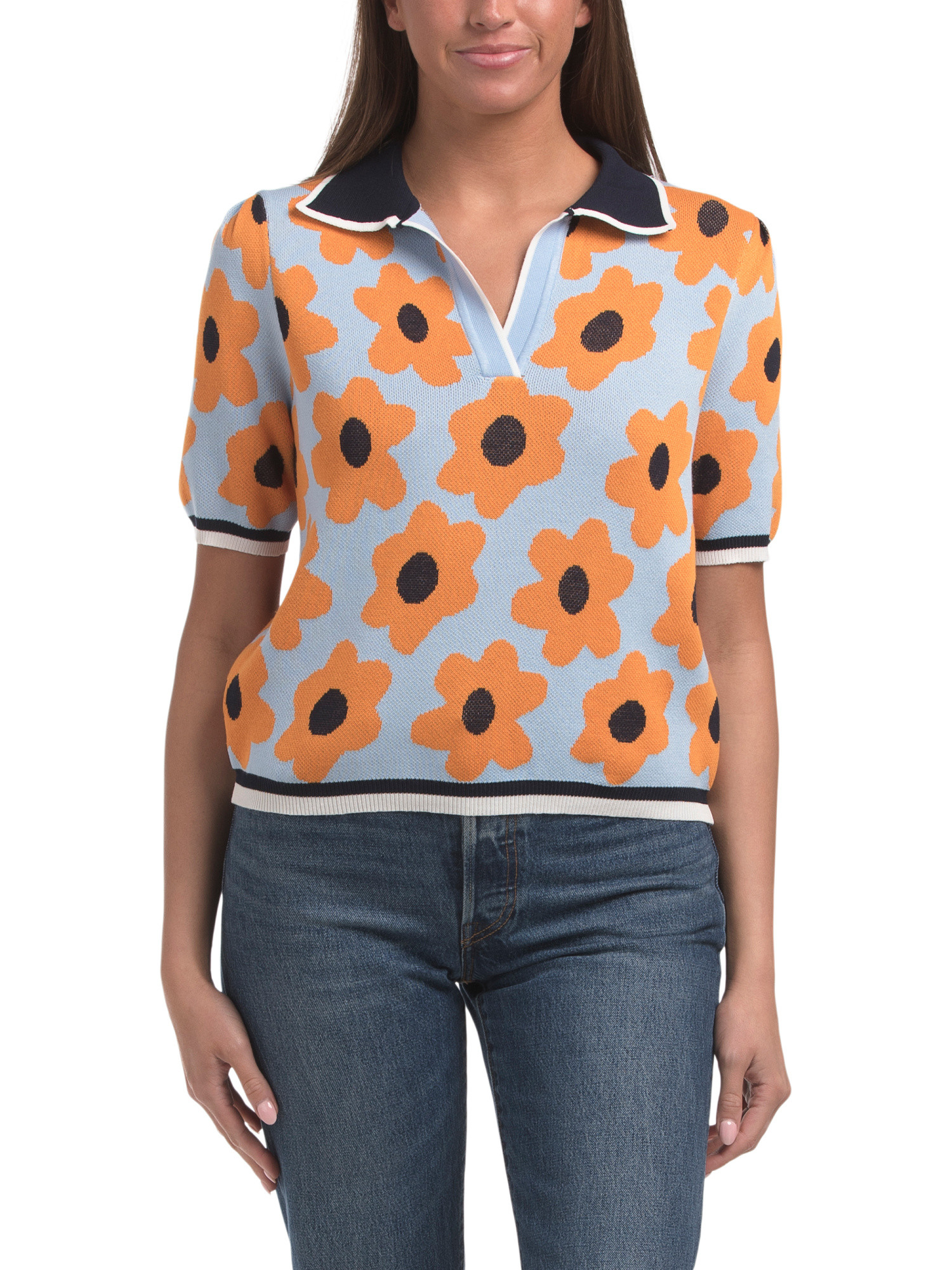 Retro Floral Intarsia Sweater | TJ Maxx