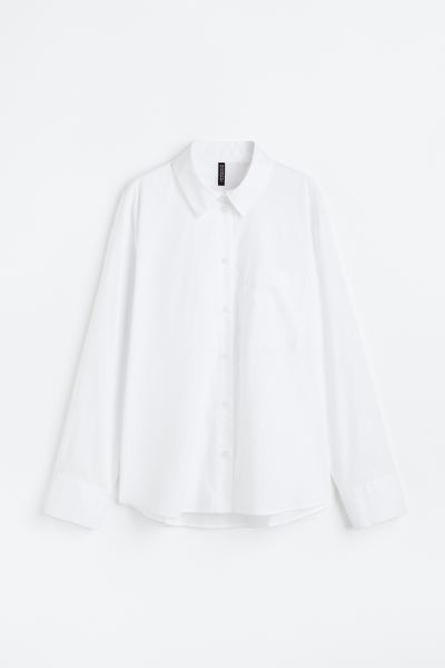 Cotton Poplin Shirt - White - Ladies | H&M US | H&M (US + CA)
