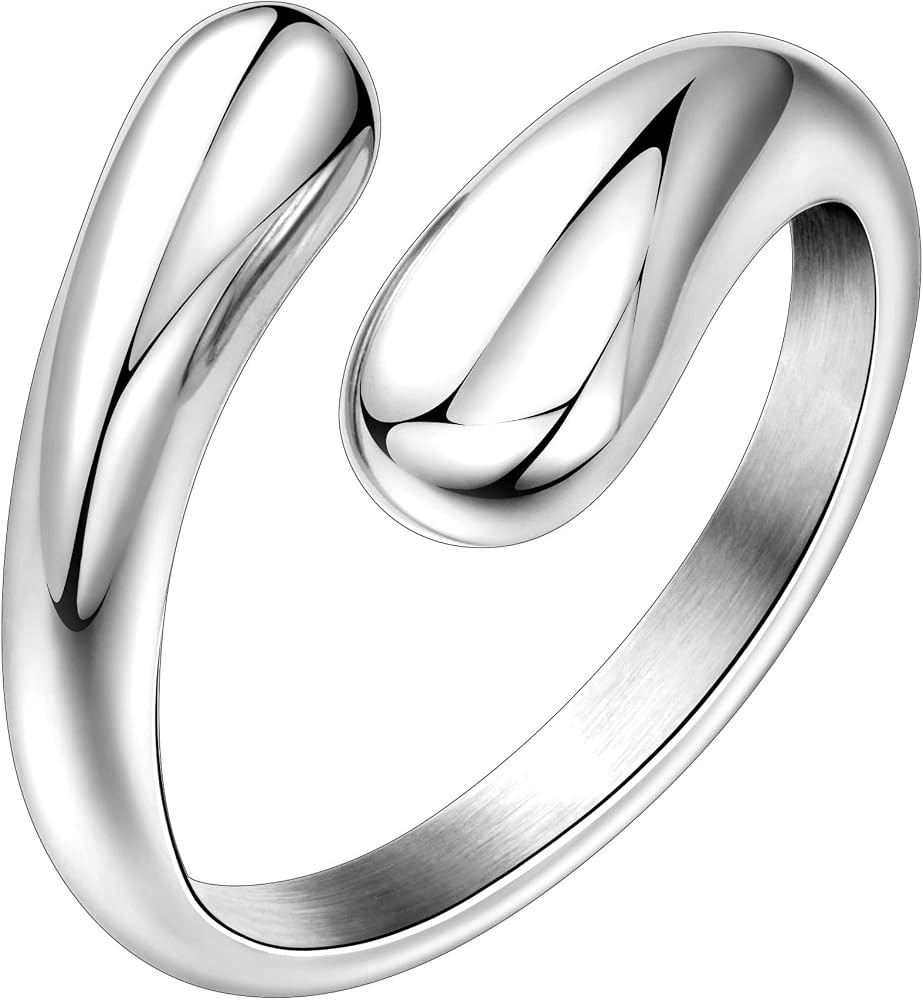 Non Tarnish Gold Chunky Rings for Women, 14K Gold Plated Statement Dome Rings Stacking Silver, Ad... | Amazon (US)