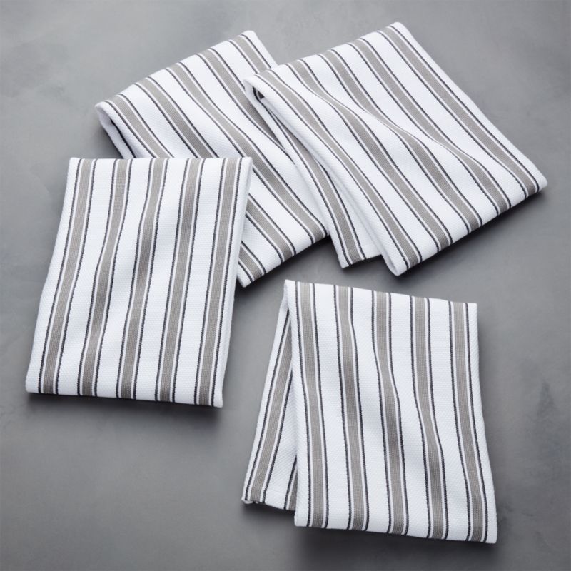 Aster Stripe Grey Dish Towel, Set of 4 + Reviews | Crate and Barrel | Crate & Barrel