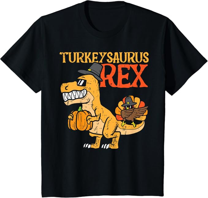 Kids Turkeysaurus Rex Dab Turkey Dino Toddler Boys Thanksgiving T-Shirt | Amazon (US)