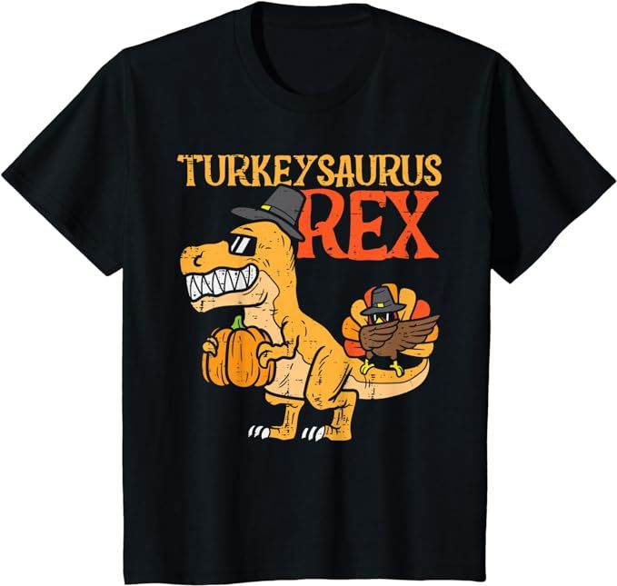 Kids Turkeysaurus Rex Dab Turkey Dino Toddler Boys Thanksgiving T-Shirt | Amazon (US)