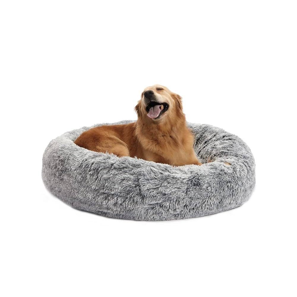 Bedfolks Calming Donut Dog Bed, 36 Inches Round Fluffy for Large Dogs, Anti-Anxiety Plush, Machin... | Amazon (US)
