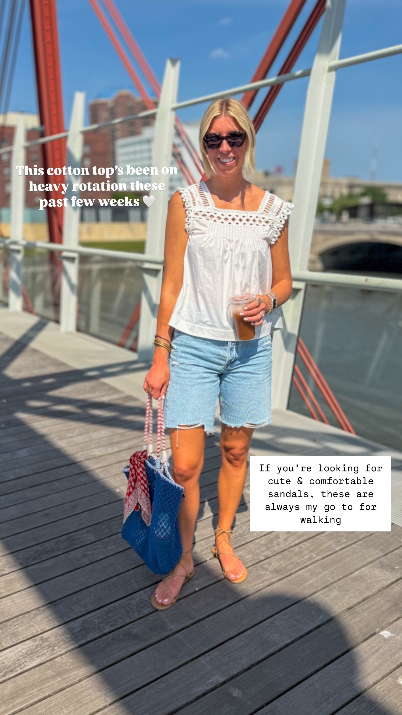 Morning at the farmers market! This cotton blouse has been on heavy rotation. I love the light weight fit and feminine details paired with denim shorts and a nude sandal. Wearing my true size small and size 27 in the shorts.#LTKSummerEdit

#LTKStyleTip #LTKOver40