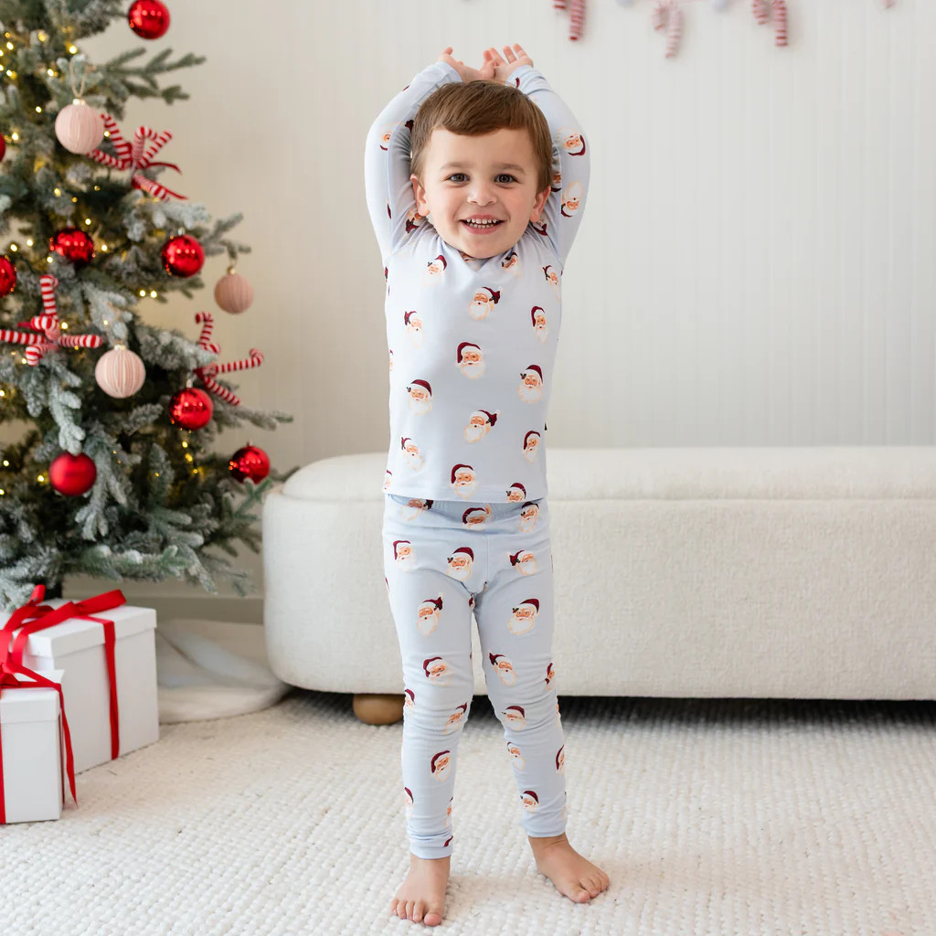 Long Sleeve Pajamas in Vintage Santa | Kyte Baby