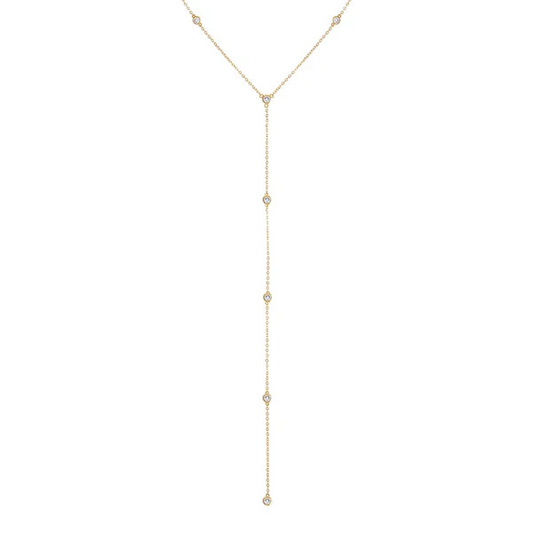CZ Multi Bezel Station Lariat Necklace | Adina Eden