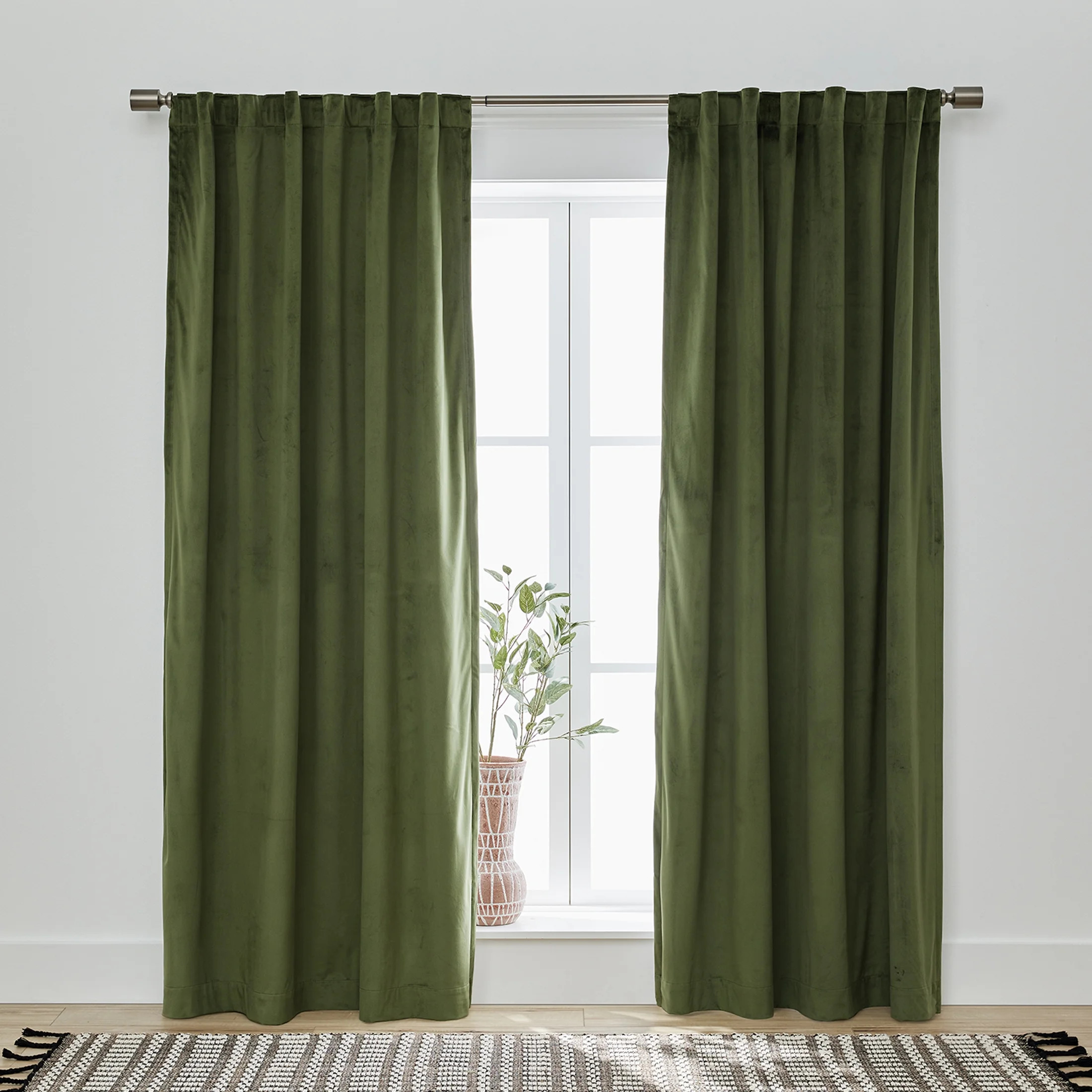 Better Homes & Gardens Dutch Velvet Solid 100% Blackout Curtain Panel, Green, 52" W x 84" L | Walmart (US)