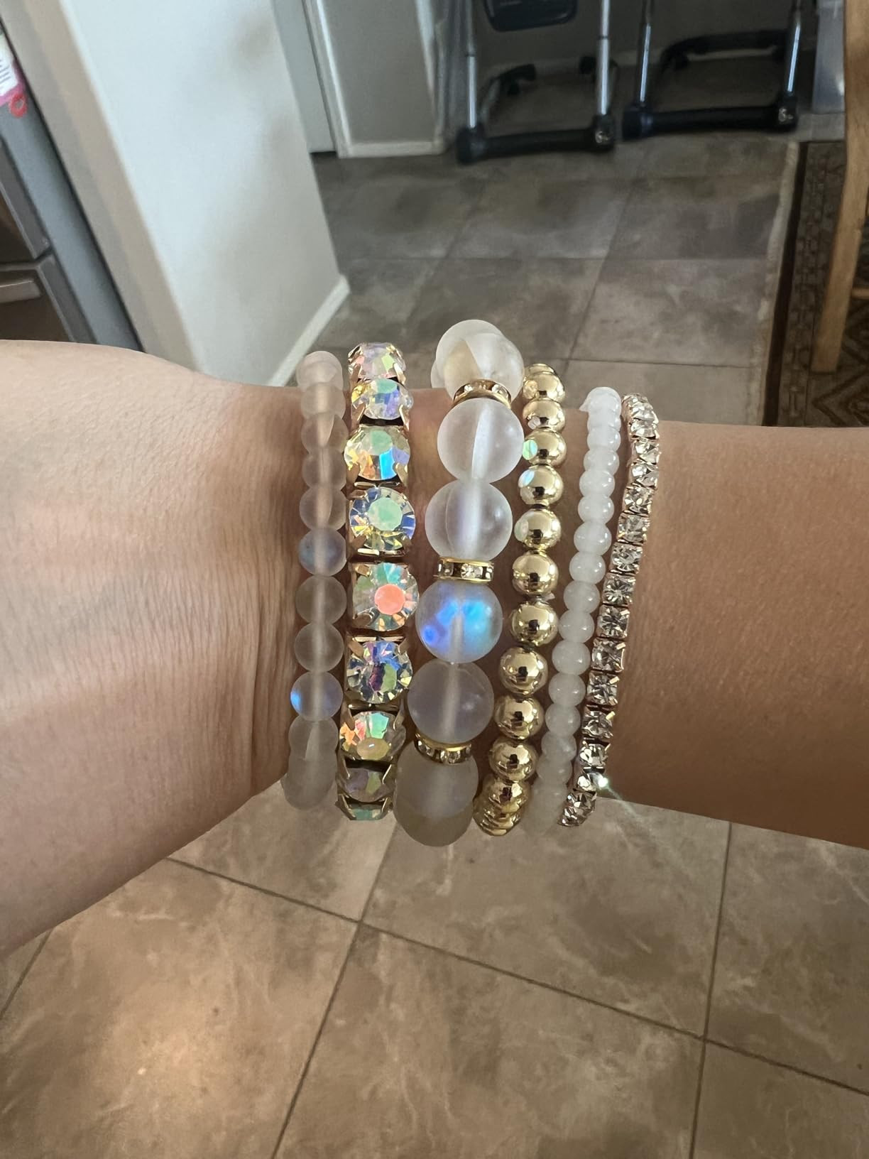 RIAH FASHION Multi Color Stretch Beaded Stackable Bracelets - Layering Bead Strand Statement Wrap... | Amazon (US)