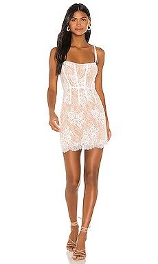 For Love & Lemons Cheyenne Lace Mini Dress in Ivory Lace from Revolve.com | Revolve Clothing (Global)