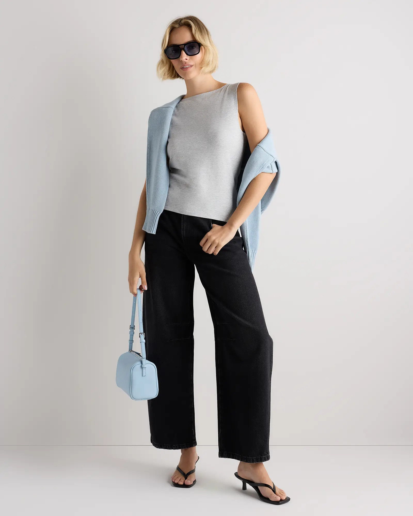 Stretch Cotton Jersey Boat Neck Tank | Quince