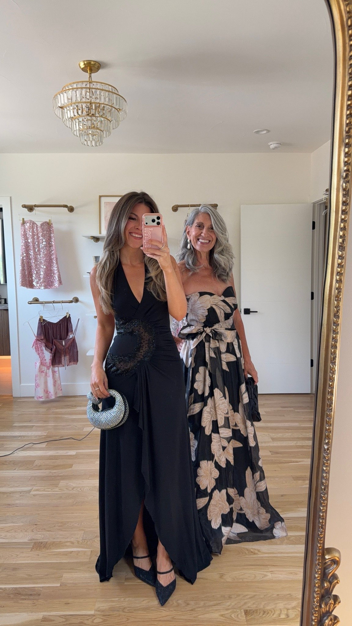 Mom and me black v-neck maxi with a ruched, beaded waist and a front slit, black pink floral maxi with a strapless sweetheart neckline, and a tied waist sash wedding guest and formal event dresses  💍

Wearing my usual smalls/2 in most

Mom wears a medium/6

lulus: emerson20 (first purchase only) 

Wedding guest, mom & me outfits, mom & me dresses, matching outfits, mother daughter outfits, family photo outfits, wedding guest dresses, mother of the bride, mother of the groom, wedding guest outfit ideas

#LTKgrwm #LTKWedding #LTKSeasonal