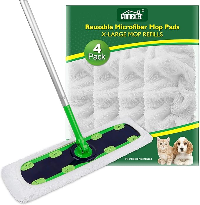 HOMEXCEL Reusable Microfiber X-Large Mop Pads Compatible with Swiffer XL Sweeper, Washable Wet Fl... | Amazon (US)