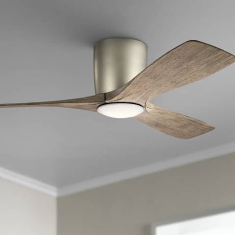 48" Kichler Volos Nickel Hugger LED Ceiling Fan with Wall Control | Lamps Plus