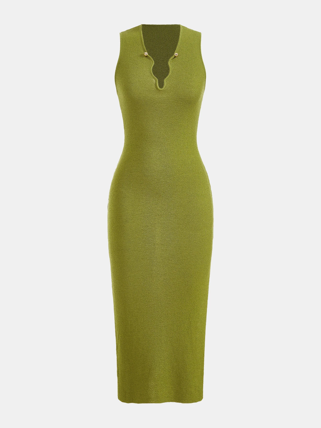 Maija Women's Green Summer Dress, Solid Color V-Neck Ribbed Fabric Sleeveless Casual Sexy Maxi Sweater Dress, Suitable For Music Festivals And Vacations,Summer Outfits For Women,Summer Clothes,European Summer,Country Concert Outfit,Country Outfits Women,Country Outfits Women,Beach Vacation Outfits,Club Outfits,Teacher Outfits For Women,Green, Olive Green Dress Knit Dress Green Knit Dress Lime Green Dress | SHEIN