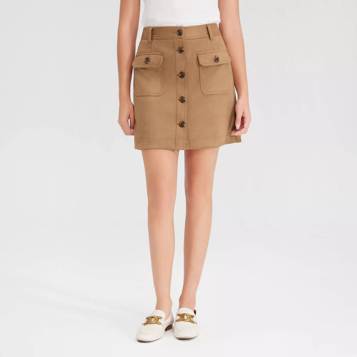 Women's Faux Suede Mini A-Line Skirt - Universal Thread™ Brown 8 | Target