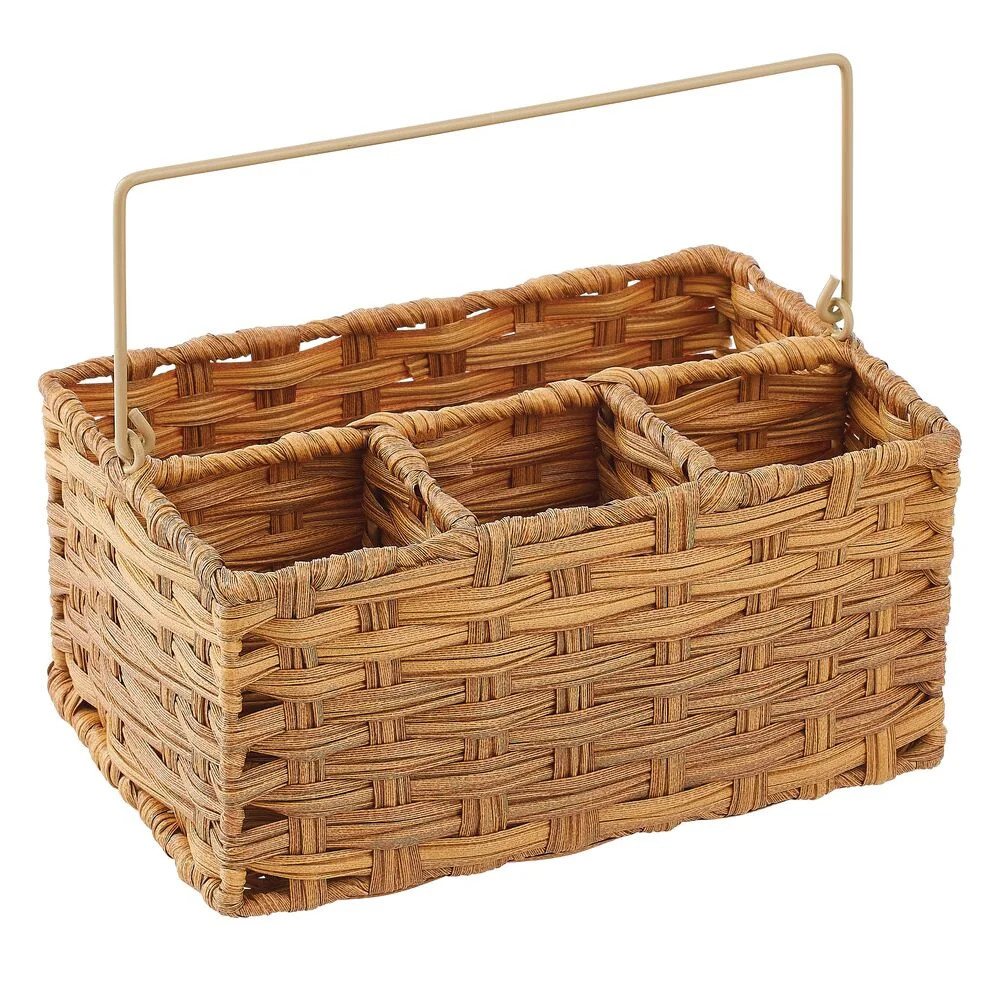 mDesign Plastic Woven Divided Cutlery Storage Organizer Caddy Tote; Basket Holder for Kitchen Tab... | Walmart (US)
