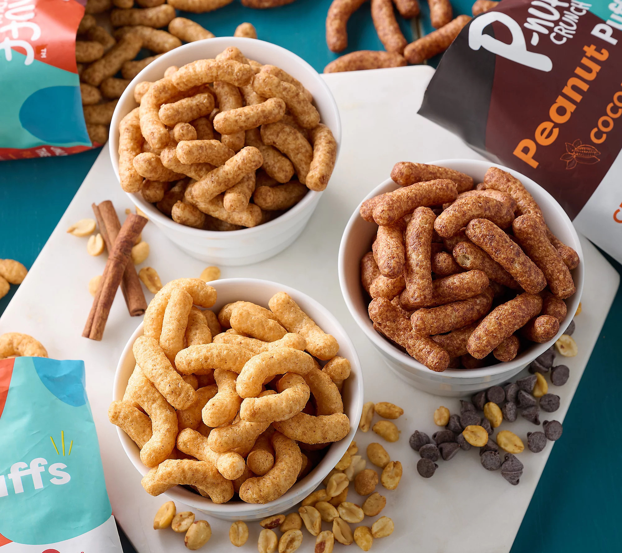 Pnuff Crunch (6) 4oz Bags Peanut Protein Snack Puffs | QVC