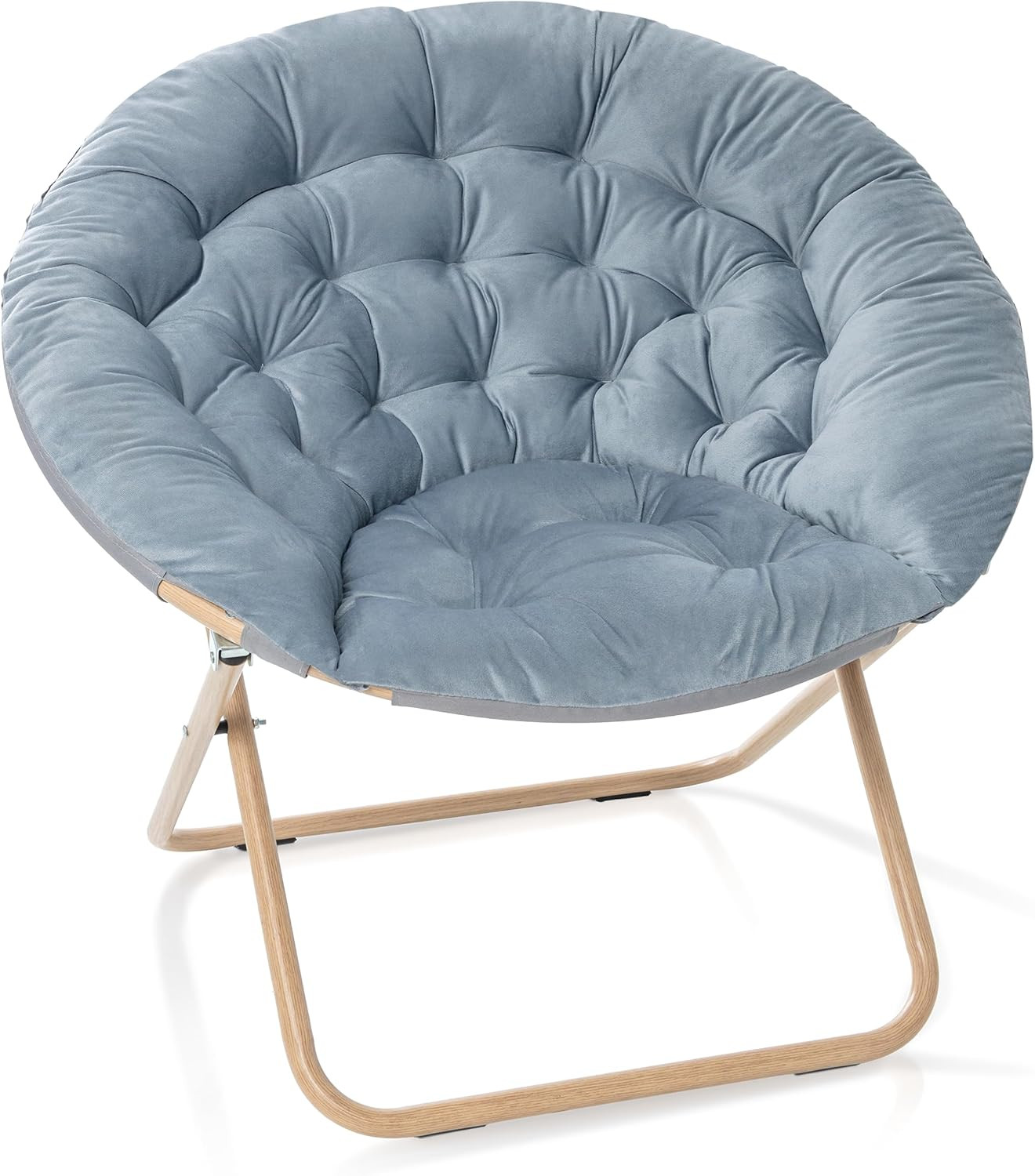 Milliard Cozy Chair/Velour Saucer Accent Chair for Bedroom/X-Large (Grey/Wood-Tone) | Amazon (US)