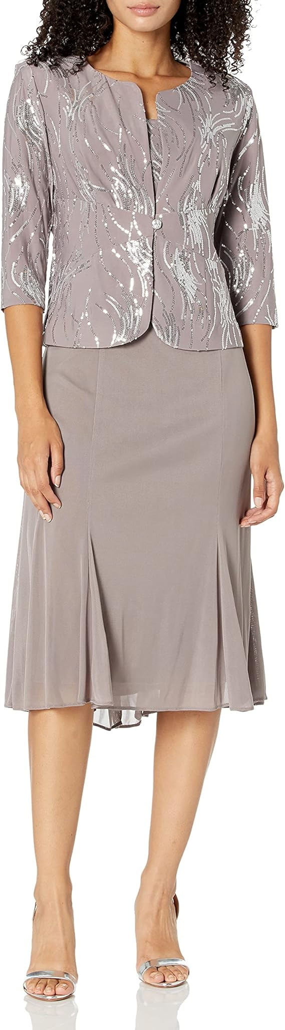 Alex Evenings Women's Tea Length Mock Dress with Sequin Jacket (Petite and Regular Sizes) | Amazon (US)