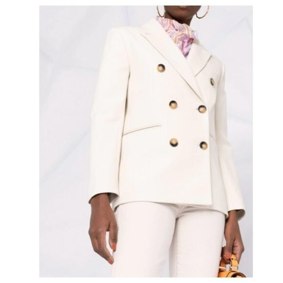 ba&sh Women Cesar Long Sleeve Cotton Blazer Coat Jacket 1E22CESA Ecru Size 4  | eBay | eBay US