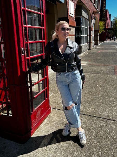 Spring Casual Outfit
Ayla wide leg cuffed jeans-wearing a 24. These run big so if you prefer a tighter fit like mine size down
Topshop Moto Jacket on sale


#LTKsalealert #LTKover40 #LTKfindsunder100
