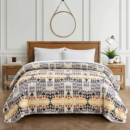 PENDLETON Sherpa fleece blanket QUEEN arrow point gray | Walmart (US)