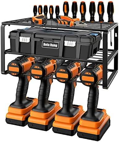 Power Tool Organizer, Drill Holder Wall Mount, Power Tool Storage Rack With Removable Design, Gar... | Amazon (US)