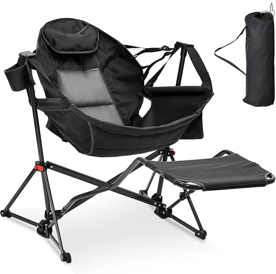 Ainfox Hammock Camping Chair with Footrest, Foldable Portable Rocking Chairs for Adults Outside S... | Amazon (US)