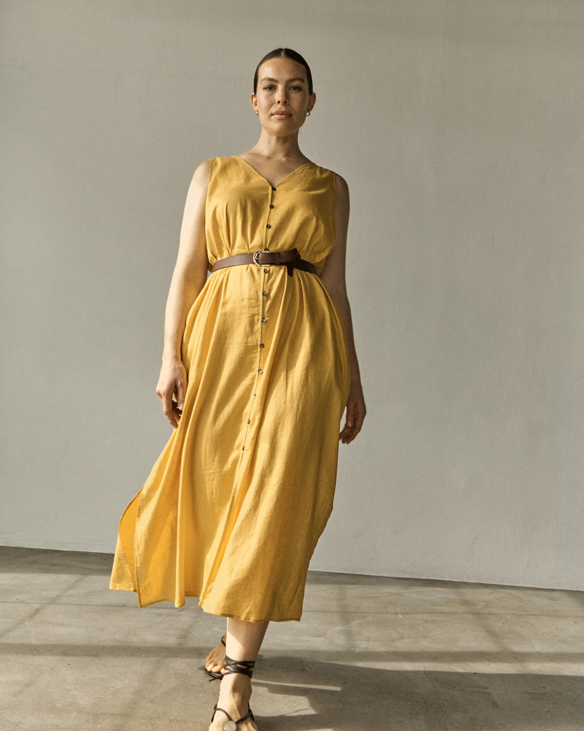 Islet Button-Down Linen Maxi DressGolden Hour | Universal Standard