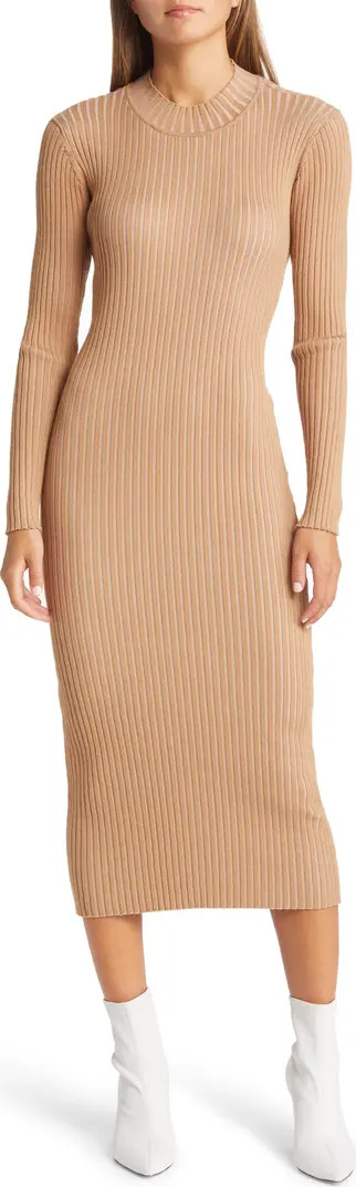 VERO MODA Willow Open Back Long Sleeve Rib Midi Sweater Dress | Nordstrom | Nordstrom