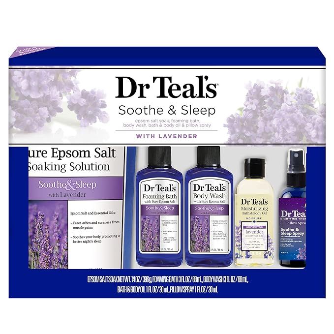 Dr Teal's Lavender Soothe & Sleep Full Regimen 5-piece Gift Set (Epsom Salt Soaking Solution, Foa... | Amazon (US)
