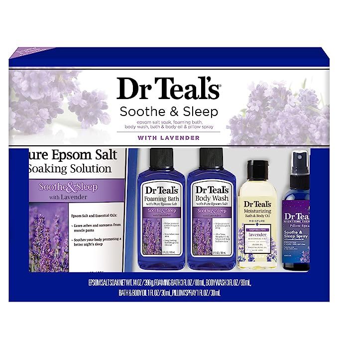 Amazon.com : Dr Teal's Lavender Soothe & Sleep Full Regimen 5-piece Gift Set (Epsom Salt Soaking ... | Amazon (US)