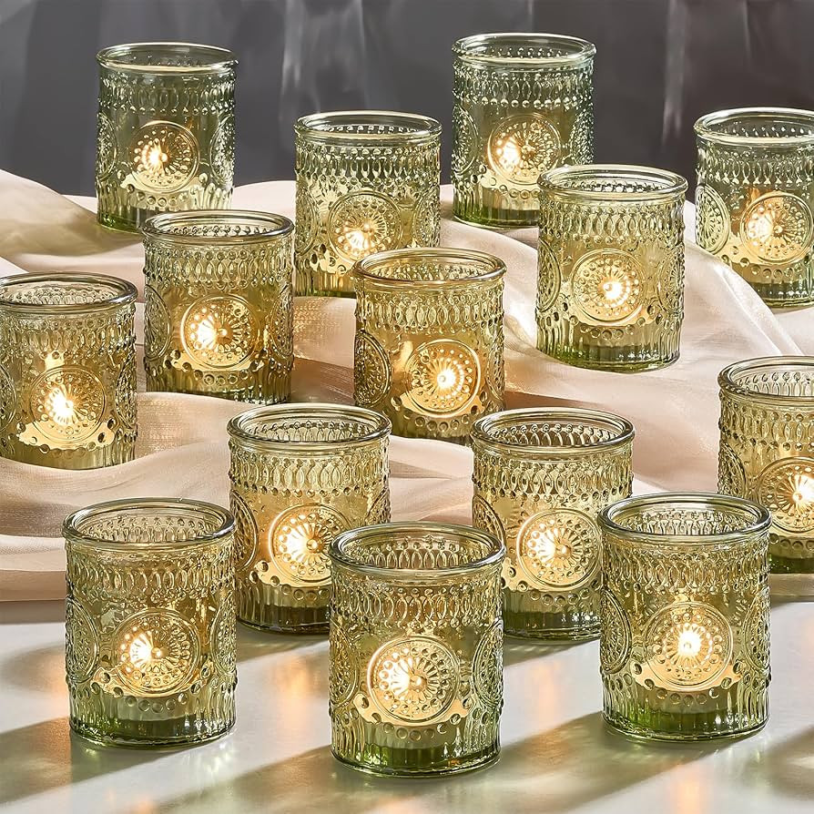 30 Pack Clear Glass Votive Candle Holders, Vintage Candle Holder Bulk, Tealight Candle Holders fo... | Amazon (US)