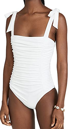MINKPINK Women's Constance Ruched One Piece Swimsuit, White, M | Amazon (US)
