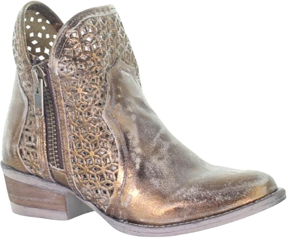 CORRAL Women's Gold Cut Out Fashion Booties Round Toe - Q5128 | Amazon (US)
