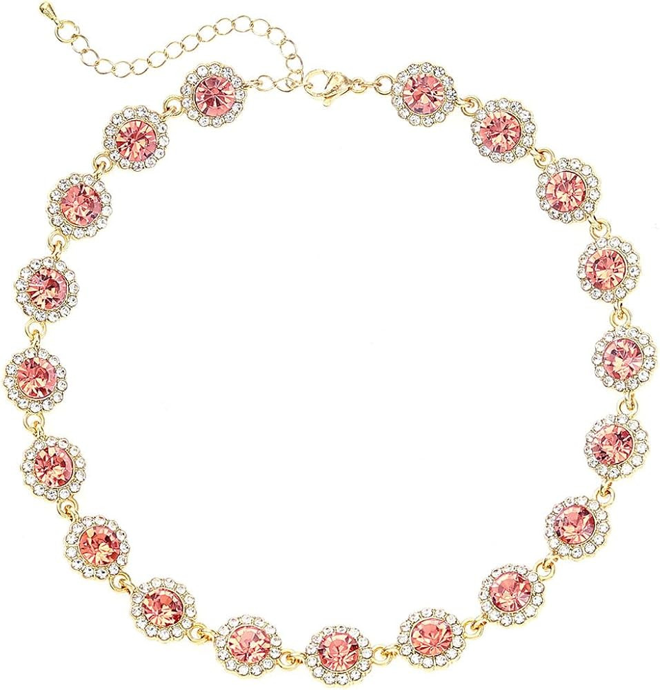 ACEDRE Colorful Crystal Choker Necklace Sparkly Rhinestone Chokers Necklaces Gold Chain Party Pro... | Amazon (US)